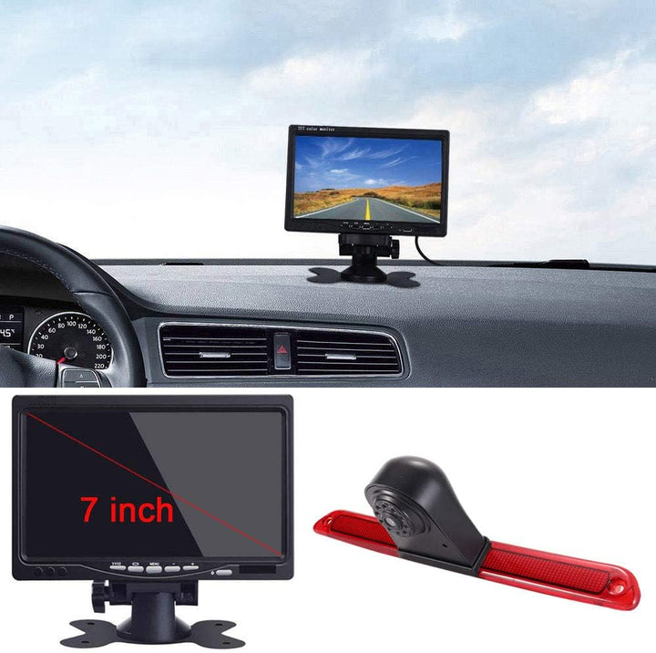 「12mm Objektiv CMOS Rückfahrkamera + 7 Zoll TFT LCD Bildschirm Auto Monitor」Bremsleuchte Auto Dach R