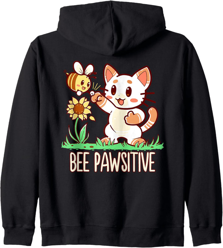 Bee Pawsitive - Cat and Bumble Bee Pun Kapuzenjacke