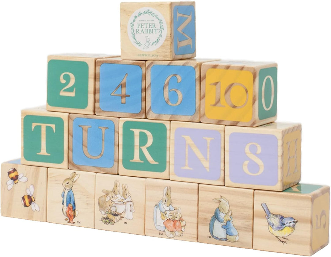 Rainbow Designs Official Peter Rabbit Wooden Building Blocks - Early Development Activity Toys for T
