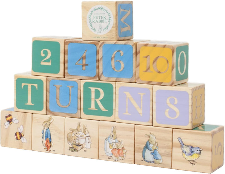 Rainbow Designs Official Peter Rabbit Wooden Building Blocks - Early Development Activity Toys for T