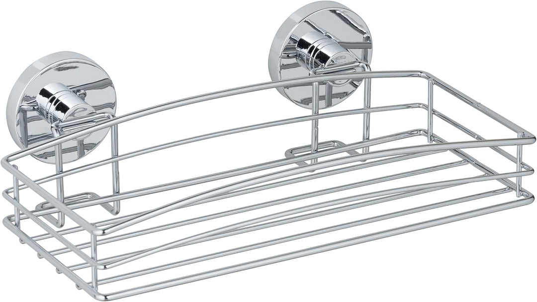 WENKO Vacuum-Loc® Wandablage, Duschablage im offenen Drahtkorb-Design aus verchromtem Metall für Bad