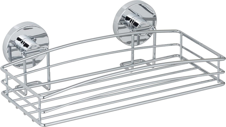 WENKO Vacuum-Loc® Wandablage, Duschablage im offenen Drahtkorb-Design aus verchromtem Metall für Bad