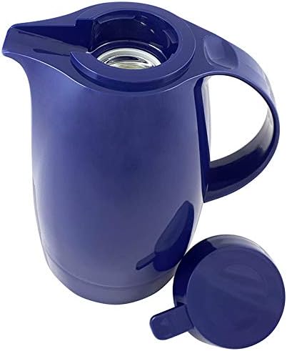 Helios Servitherm Thermoskanne Dunkelblau 1,3L – 6h Heiss - Hält Getränke heiss & kalt – Einhandbedi