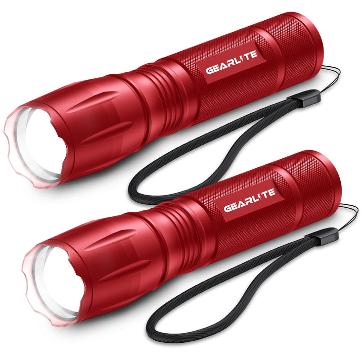 GEARLITE LED Taschenlampe Batteriebetrieben 2 Stücke, 2000 Lumen Extrem Hell Mit 5 Modi, IP65 Wasser