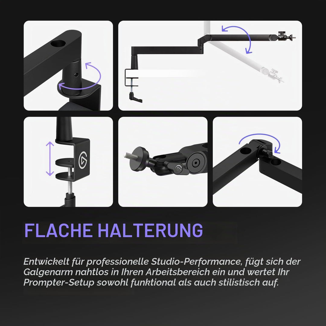 Elgato Prompter/Schwenkhalterung-Bundle – Premium-Teleprompter + Low Profile Arm, kompatibel: DSLR,