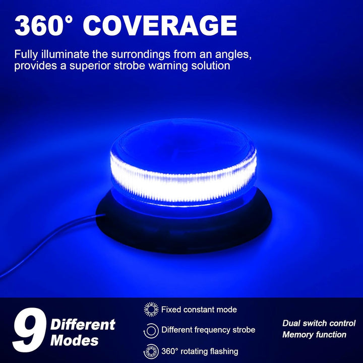 AnTom blaulicht rundumleuchte led 9 Blitzmuster 12V 24V Warnleuchte led magnet mit 3 Meters-Kabel fü