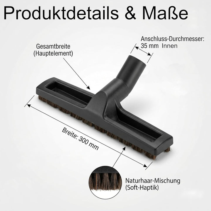 DeClean Parkettdüse 35mm – Hartbodendüse passend für Bosch, Kärcher, Siemens, Samsung - Naturhaar St