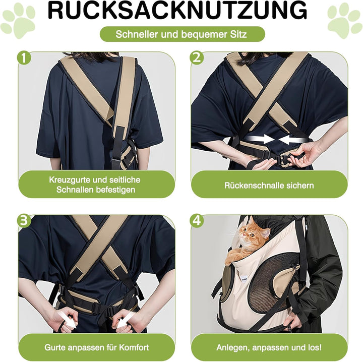 ALLSOPETS Hundetragerucksack, Tragbarer Haustiertragerucksack für Katzen Hunde Welpen, Integrierter