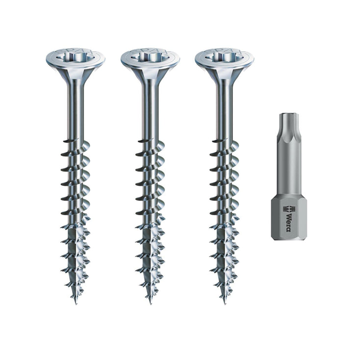 Spax Holzschrauben-SET Teilgewinde + Torx Bit | 3 Grössen: 4x30; 4x40; 4,5x70 | WIRROX Silber 3 Grös