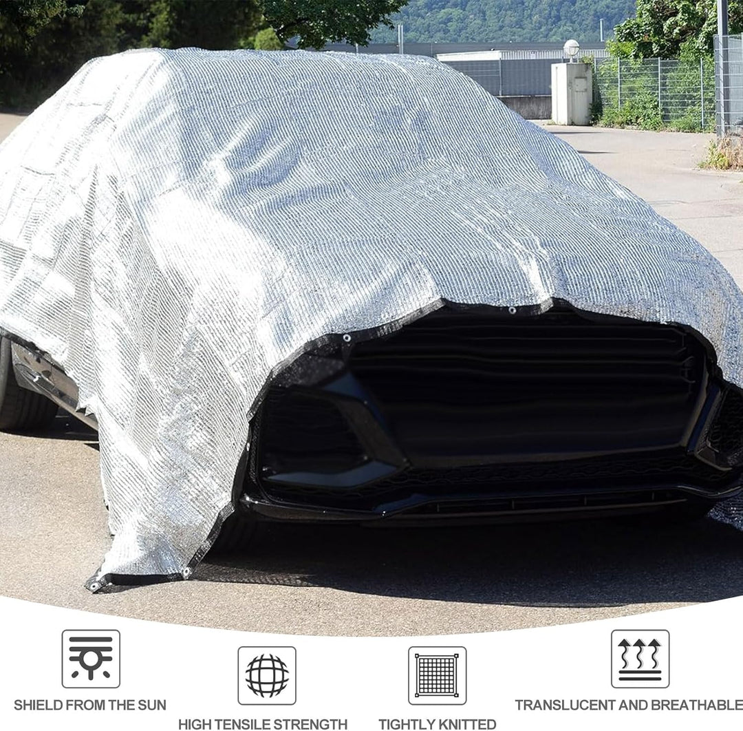 Garten Schattierungsnetz,Auto-Sonnenschutz aus Alunetz,80% Sonnensegel Mit Einfassung Mit Ösen Einfa