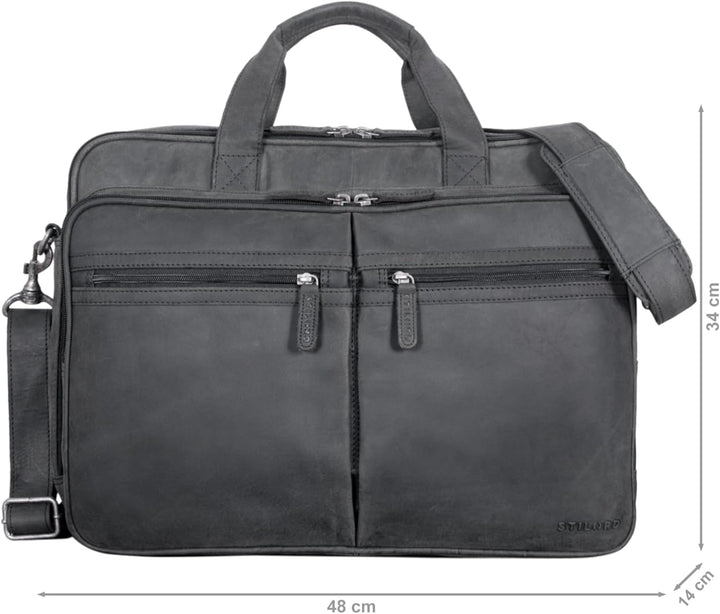 STILORD 'Gigantus' XXL Aktentasche Leder Laptoptasche 17,3 Zoll bis 19 Zoll Sehr Grosse Umhängetasch