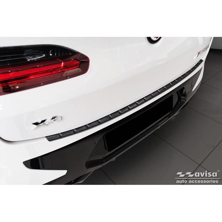 Avisa Schwarz Edelstahl Heckstossstangenschutz kompatibel mit BMW X4 G02 FL 2021- mit M-Paket &