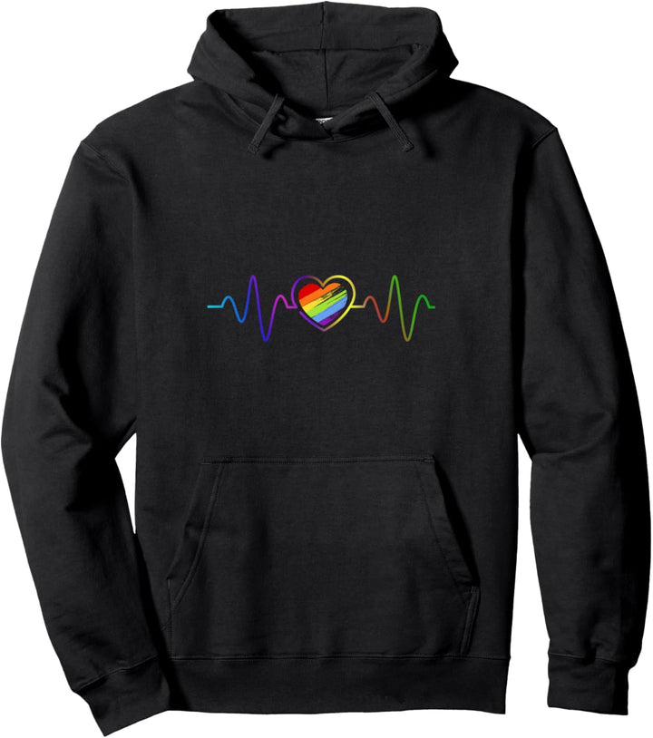 LGBT Herzschlag Regenbogen Pullover Hoodie