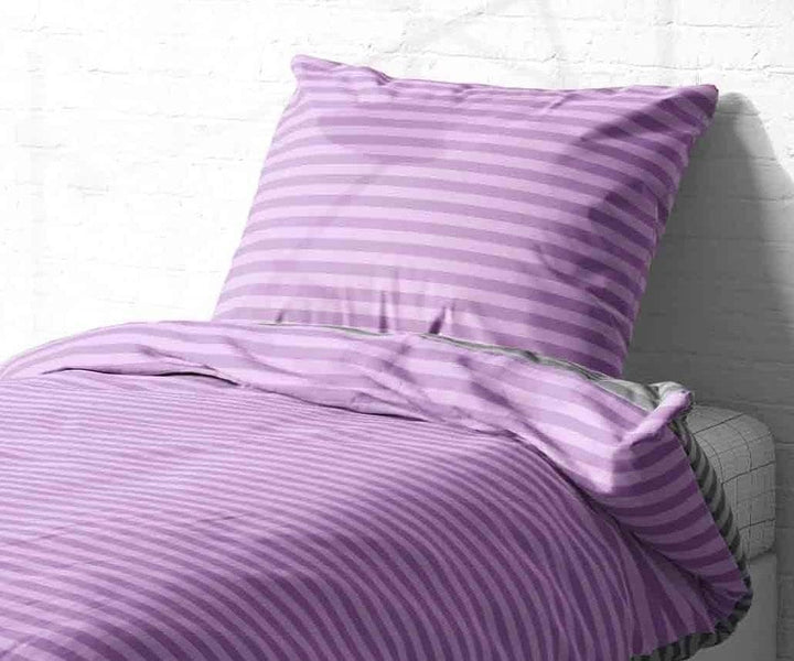 Leonado Vicenti Bettwäsche Baumwolle 200x220 Lila Grau Bezug Decke Doppelkissenbezug 80x80 gestreift