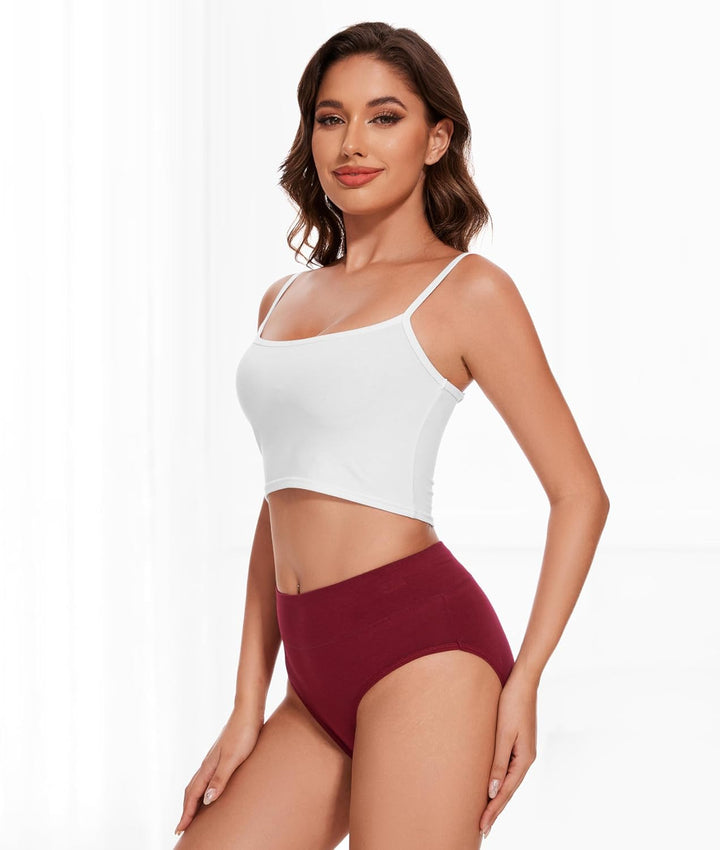 Unterhosen Damen 5er Pack, Baumwolle Hohe Taille Unterwäsche, Hipster Stretch Atmungsaktive Panties