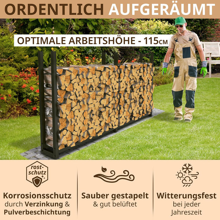Kaminholzregal aussen Metall 223x25x115