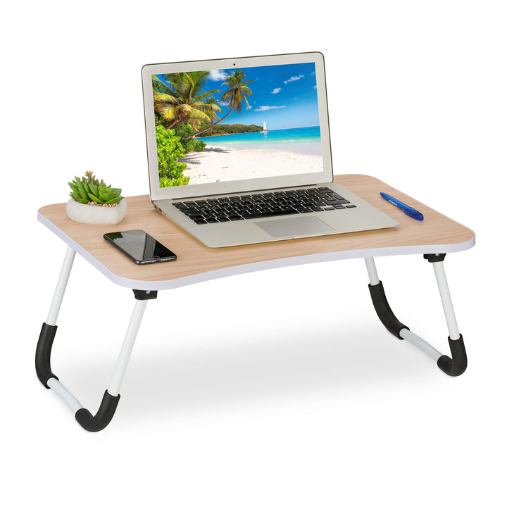 Relaxdays Laptoptisch für Bett & Couch, HxBxT: 26 x 63 x 40 cm, klappbarer Betttisch, MDF, Eisen, No