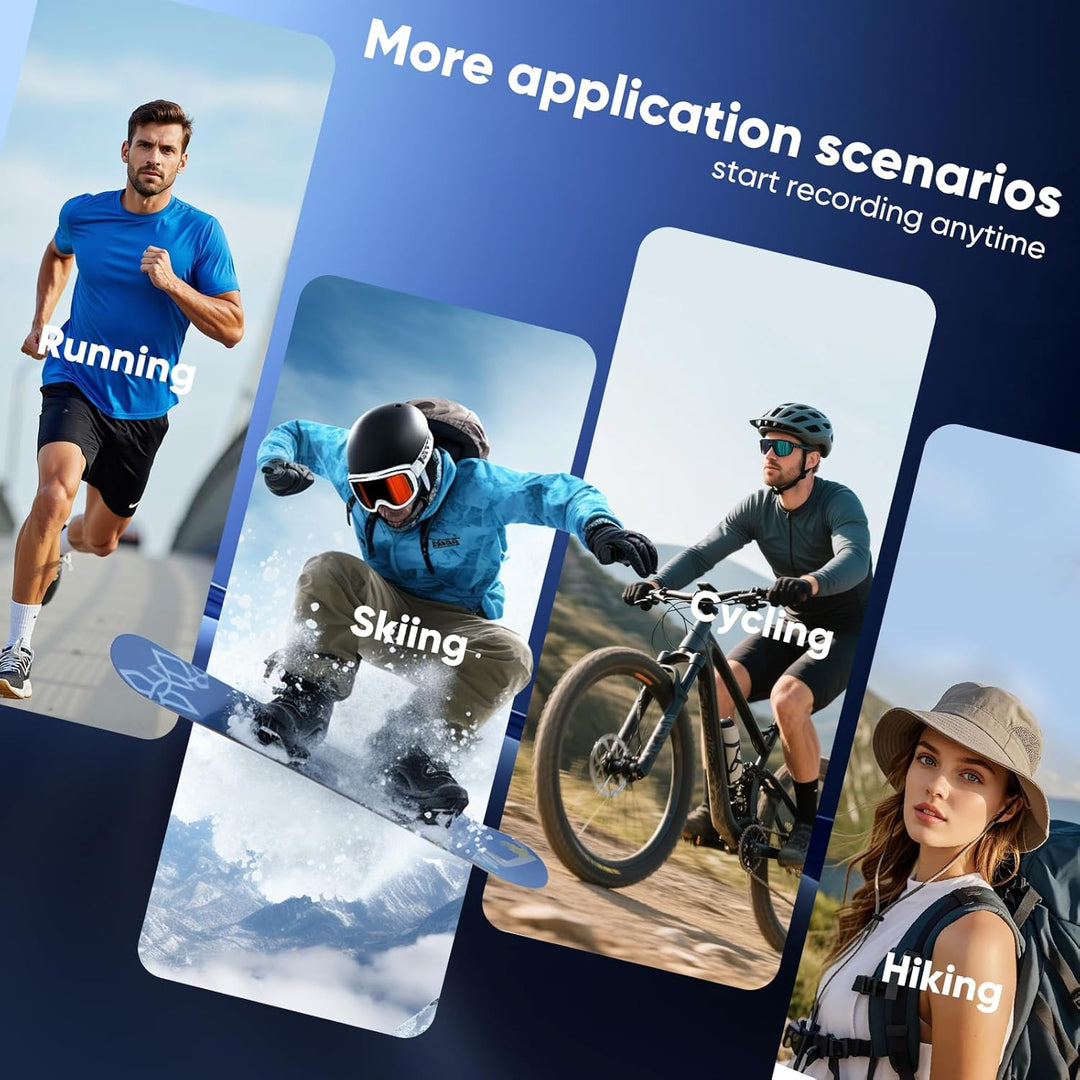 Mini Action Cam 4K, 125° Weitwinkel Actionkamera, Wasserdicht 30M, Bodycam mit Magnet &amp; Fahrrad-/Hel