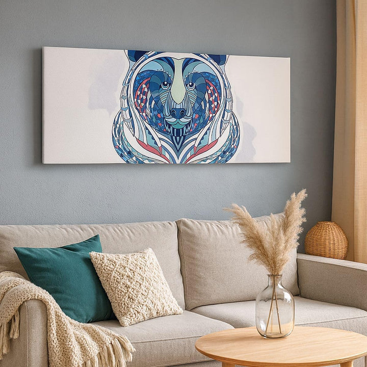 Panorama Bilder auf Leinwand Bär Illustration Traum blumig Leinwandbild 90x30cm Wandbilder Dekoratio
