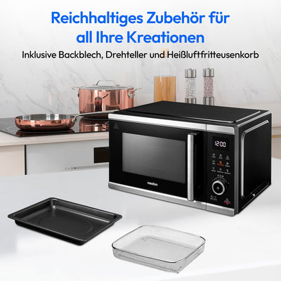 MEDION Mikrowelle mit Heissluftfritteusenfunktion (25 Liter, 1.500 Watt Heissluft, 900 Watt Mikrowel