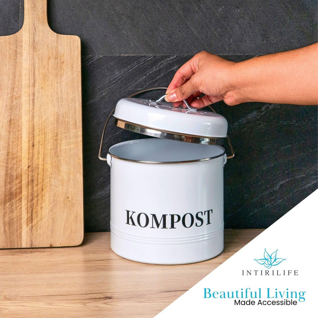 Komposteimer Biomülleimer aus Eisen für die Küche - 21.5 x 19 x 20.5 cm - 3 Liter Füllmenge - Behält