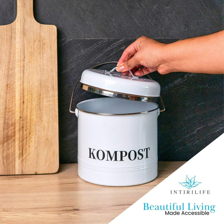 Komposteimer Biomülleimer aus Eisen für die Küche - 21.5 x 19 x 20.5 cm - 3 Liter Füllmenge - Behält