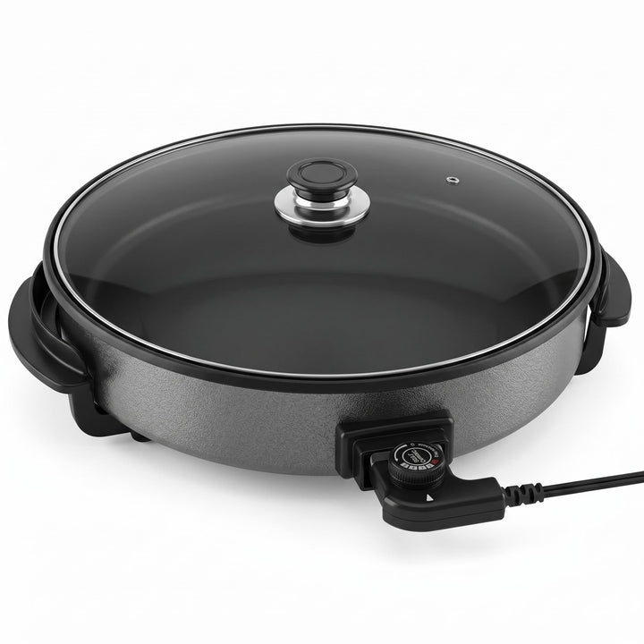 Shov Elektrische Pizzapfanne & Multibräter XL – 48cm Durchmesser, 7cm Tiefe | Partypfanne mit Antiha