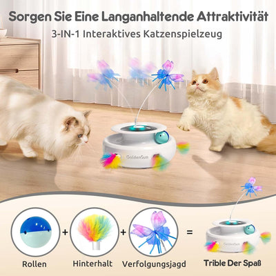 GoldenSun Katzenspielzeug, 3 in 1 Elektrisch Interaktives Automatischer Spielzeug für Katzen, Whack-