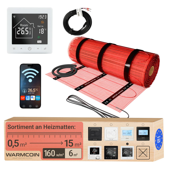 Elektrische Fussbodenheizung All-in-One Set 160 W/m² – Fliesen, Laminat & Vinyl – 6 m² – Inkl. W100
