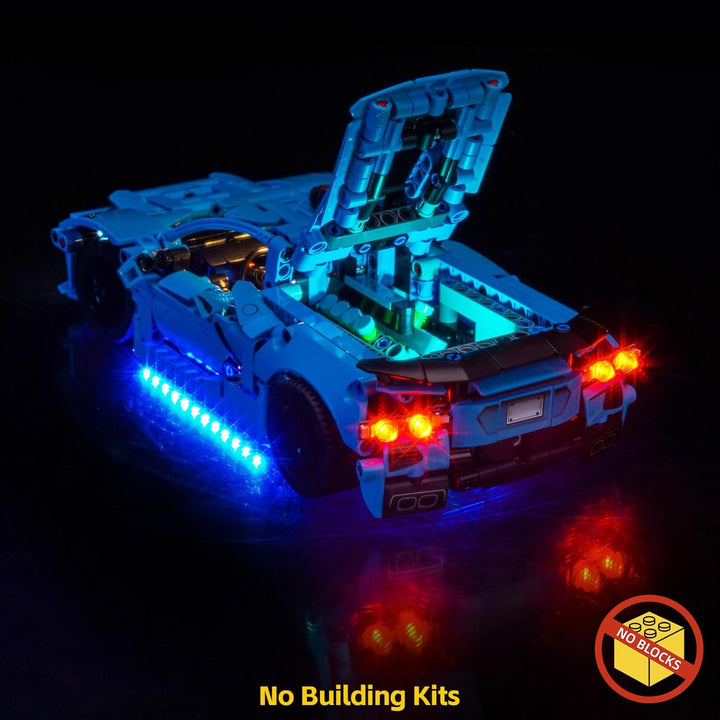 Led Licht Set Kompatibel mit Lego 42217 Chevrolet Corvette Stingray Blue (Kein Modell), Touch Dimmer