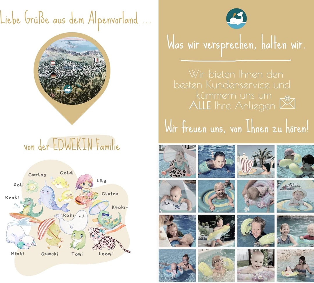 EDWEKIN® Einzigartiger Baby Schwimmtrainer mit abnehmbarem Sonnendach, Ente Schwimmring Baby, Baby S