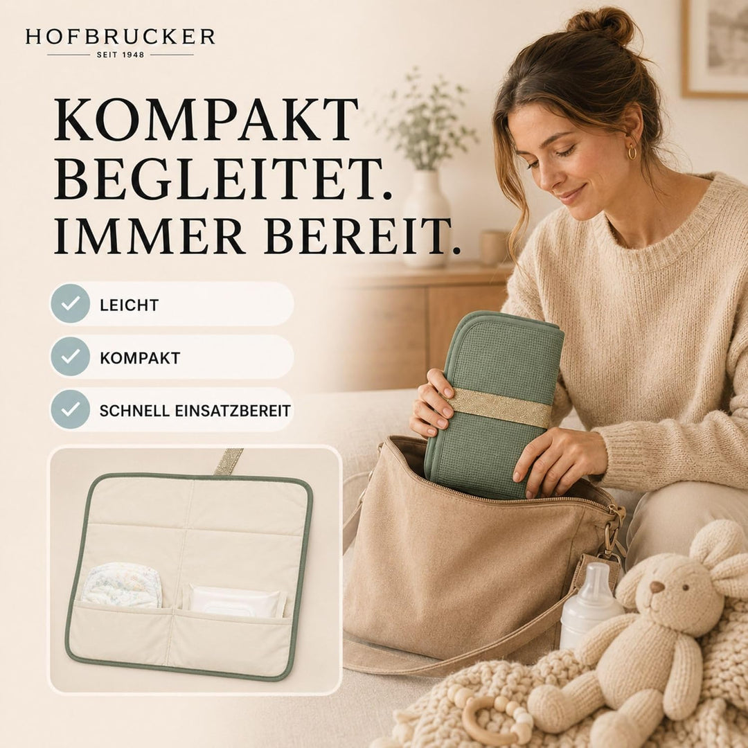 Hofbrucker® Windeltasche, Wickeltasche mit Wickelunterlage für unterwegs, faltbare Wickelclutch mit