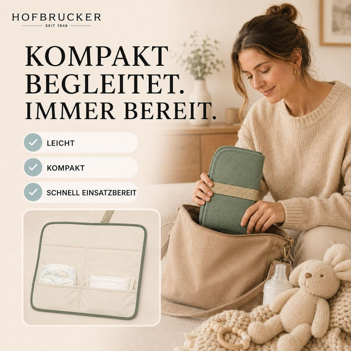 Hofbrucker® Windeltasche, Wickeltasche mit Wickelunterlage für unterwegs, faltbare Wickelclutch mit