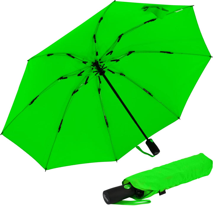 iX-brella Reverse umgekehrt öffnender Fiberglas-Taschenschirm mit farbigen Speichen - neon-grün, Neo