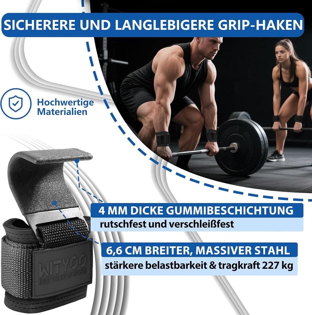 Zughilfen Haken Krafttraining, Fitness Powerlifting Weight Lifting Hook, Lifting Straps für Männer &