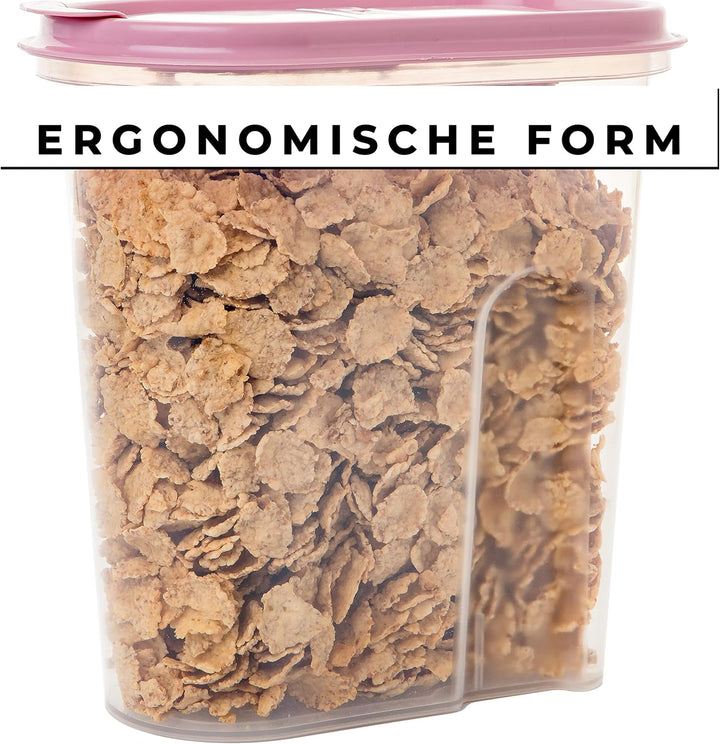 2friends Vorratsdosen 4er set,Schüttdosen 2 Liter, transparent mit Klappdeckeln, Müslispender, Farbe