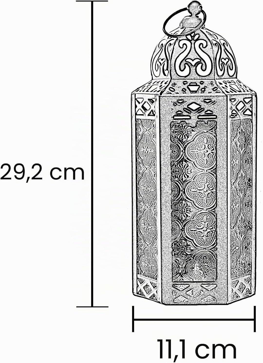 Vela Lanterns Marokkanische Lampenlaterne, dekorativer Kerzenhalter für Innen- und Aussenbereich, He