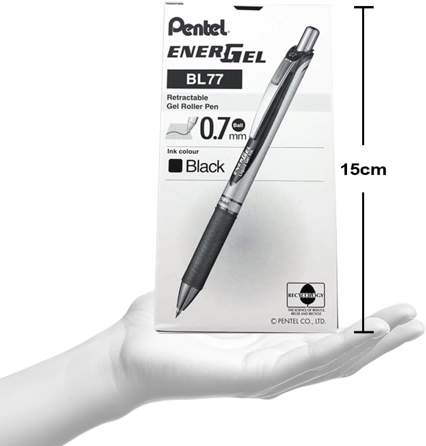 Pentel BL77-AO EnerGel Gel-Tintenroller mit Druckmechanik 0,7 mm Kugeldurchmesser = 0,35 mm Strichst
