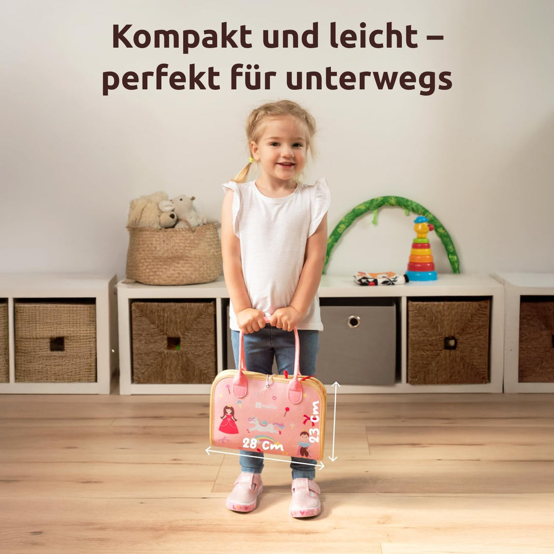Mallie® Busy Board Deutsch inkl. Gratis Reisetasche & Montessori Buch und Perfekt für Reisen im Auto