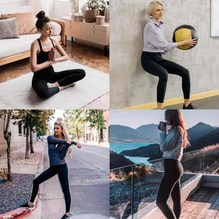 2er Pack Leggings für Damen High Waist Leggins Blickdicht Elastische Bauchweg Hosen Weiche Sporthose