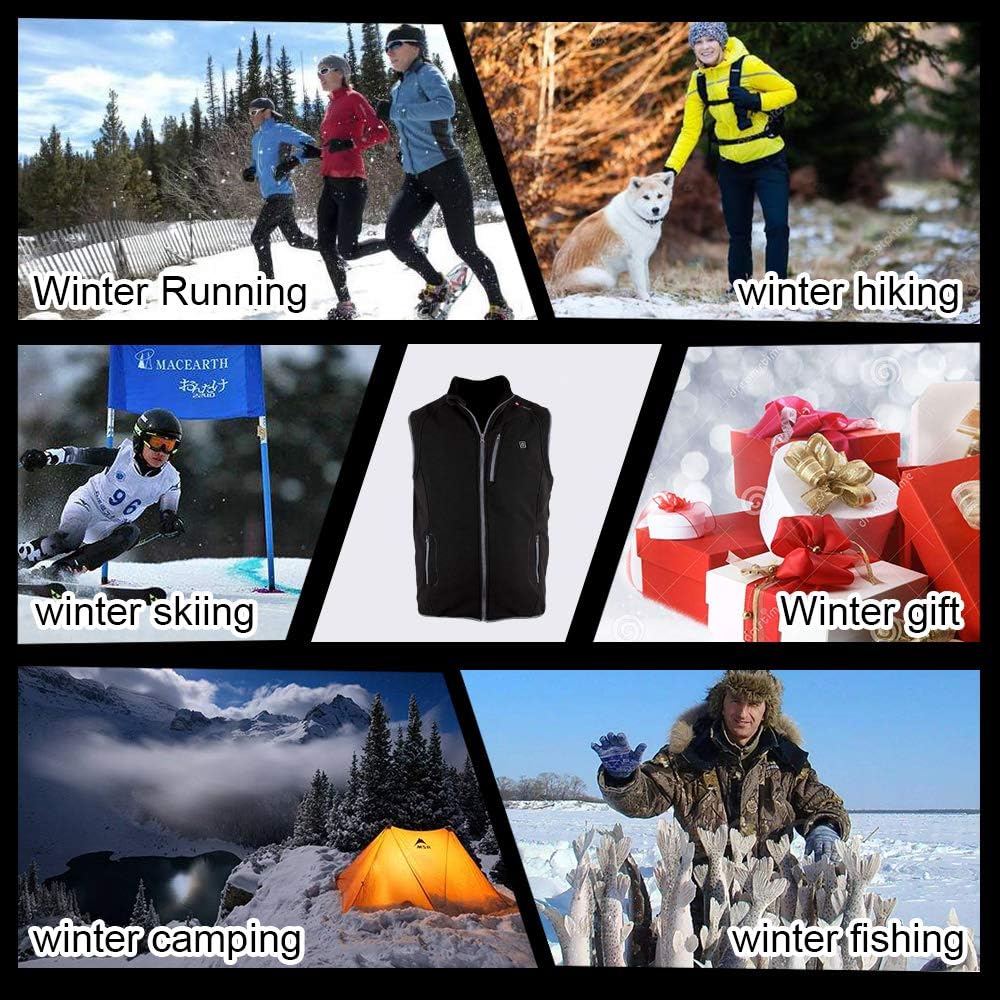 PROSmart Beheizbare Weste Leichtgewichts Fleece Beheizte Weste mit USB Akku, Unisex Schwarz, Schwarz