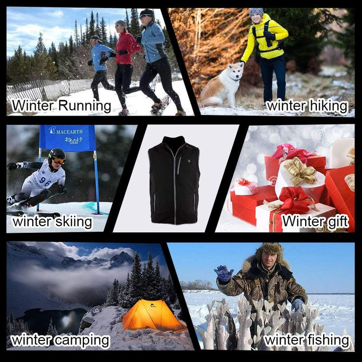 PROSmart Beheizbare Weste Leichtgewichts Fleece Beheizte Weste mit USB Akku, Unisex Schwarz, Schwarz