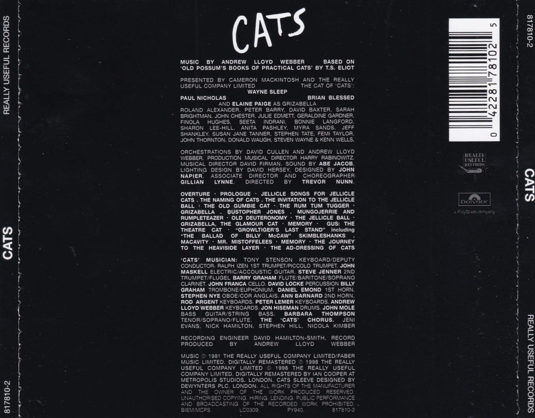 Cats (Gesamtaufnahme), Audio-CD