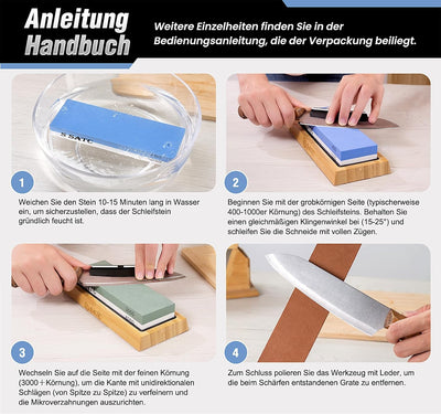 S SATC Schleifstein Messer Set Körnung 400/1000/3000/8000 Wetzstein Messer Schärfen Messerschärfer m