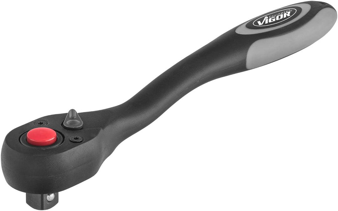 ViGOR 1/2 Zoll (12,5 mm) Ratsche 250 mm V6012, gekröpfte Ausführung mit 72 Zähnen, 5 Grad Betätigung