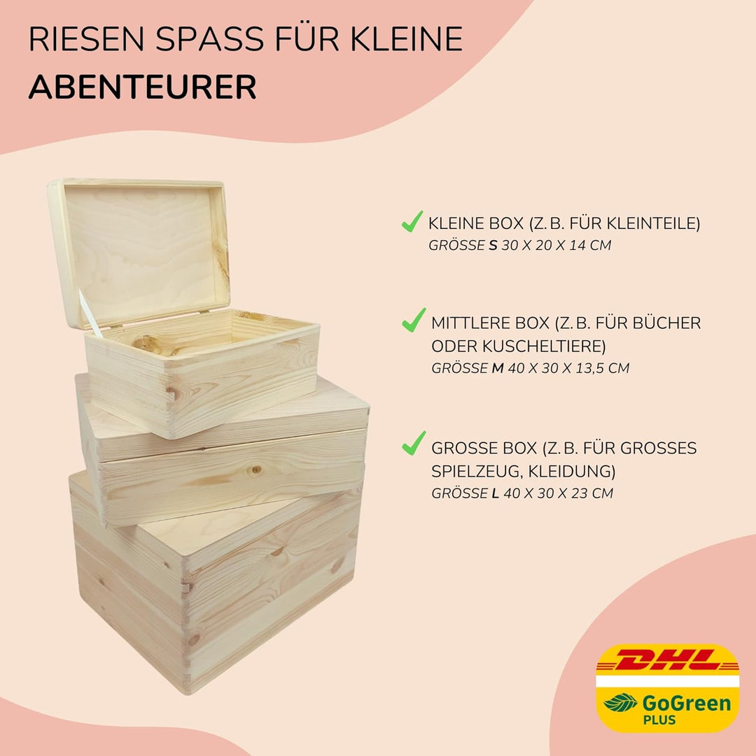 LARIFEE Erinnerungskiste personalisiert Affe mit Name – Baby Erinnerungsbox Holz mittel 40x30x13,5 c
