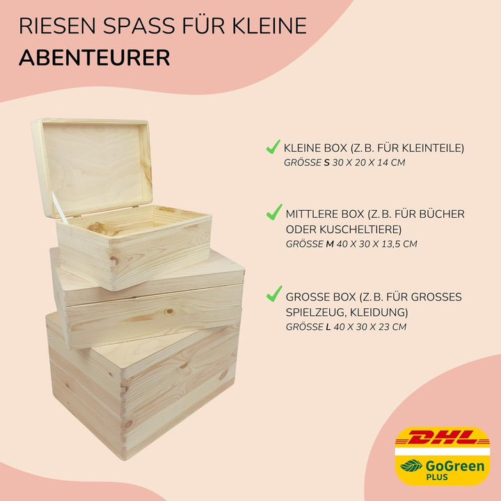 LARIFEE Erinnerungskiste personalisiert Affe mit Name – Baby Erinnerungsbox Holz mittel 40x30x13,5 c