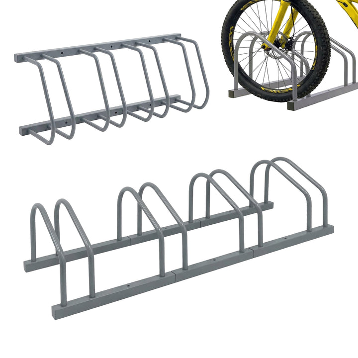 Relaxdays Fahrradständer Boden &amp; Wandmontage, 4 Räder, bis 65 mm Reifenbreite, Garage &amp; Hof, Reihenp