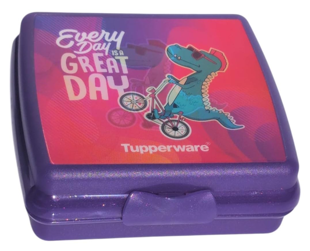 Tupperware Sandwich-Box Aufbewahrungsbox Brotdose quadratisch mit Scharnier und Verriegelung (lila D