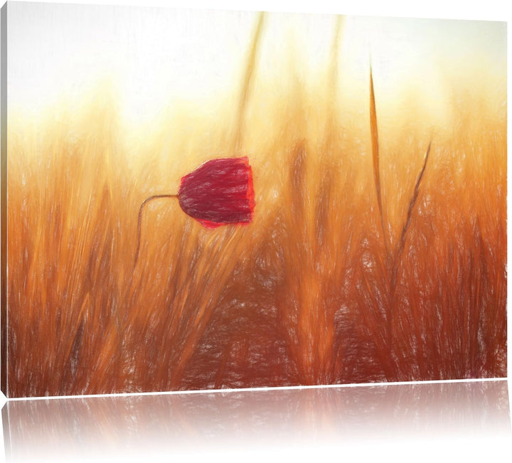 Pixxprint Einzelne rote Rose im Sonnenlicht als Leinwandbild/Grösse: 100x70 cm/Wandbild/Kunstdruck/f